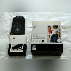 TushBaby Hip Carrier in Black, with Waistband Extender and Changing Pad